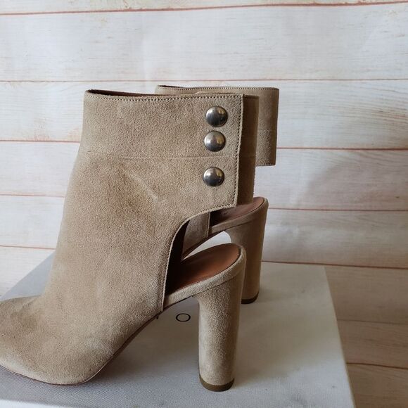 IRO Matyizi Suede Cutout Round Toe Bootie Block Heel Tan Natural Women's Size 39 - Picture 6 of 13